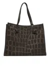 Gianni Chiarini Stitching Crocodile Pattern Dual Handles In Brown
