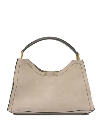 Gianni Chiarini Shoulder Bag Suede Finish Gold Tone Hardware In Neutral