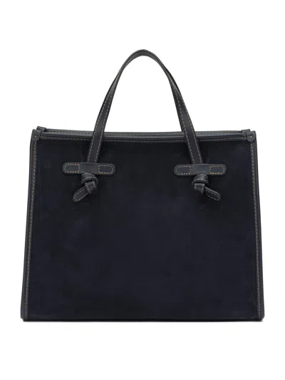 Gianni Chiarini Large Marcella Leather-trim Shoulder Bag In Blue