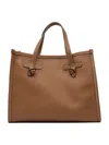 Gianni Chiarini Textured Pebbled Shoulder Bag With Handles And Strap In Brown