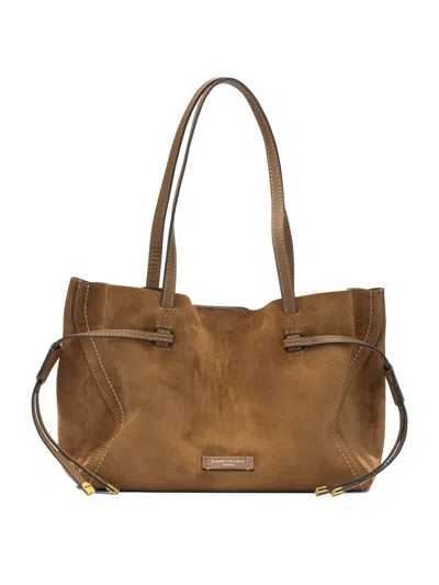 Gianni Chiarini Shoulder Bag Suede Finish Dual Handles In Brown