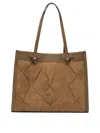 Gianni Chiarini Rectangular Suede Shoulder Bag Double Handles In Brown