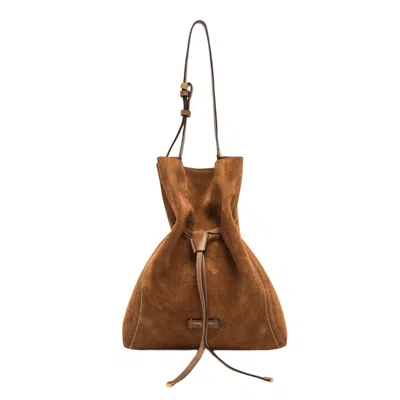 Gianni Chiarini Soft Suede Handbag With Magnetic Closure And Zippered Pouch In Brown