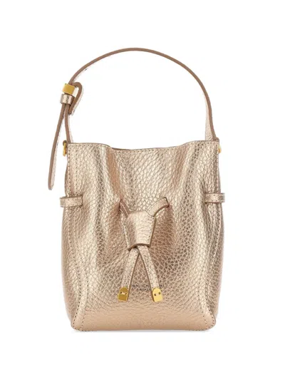 Gianni Chiarini Sienna Drawstring Leather Bucket Bag In Gold