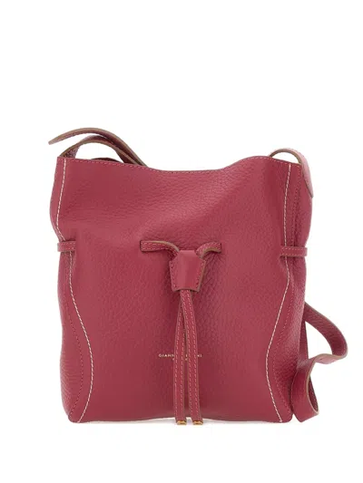 Gianni Chiarini Sienna Drawstring Leather Shoulder Bag In Pink