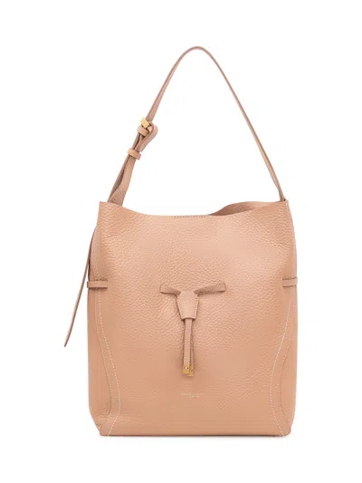 Gianni Chiarini Sienna Mini Shoulder Bag With Drawstring And Handle In Clay
