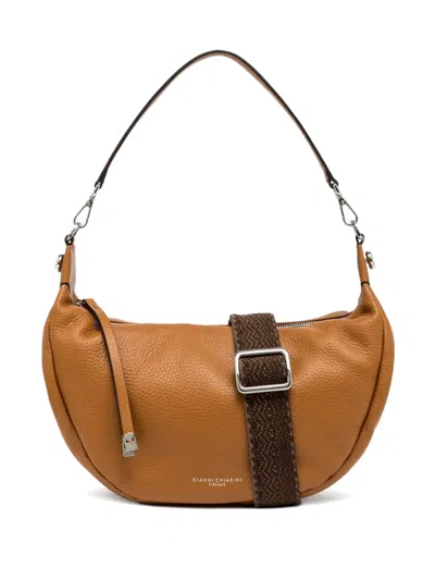 Gianni Chiarini Small Crescent Buckle Shoulder Bag In Brown