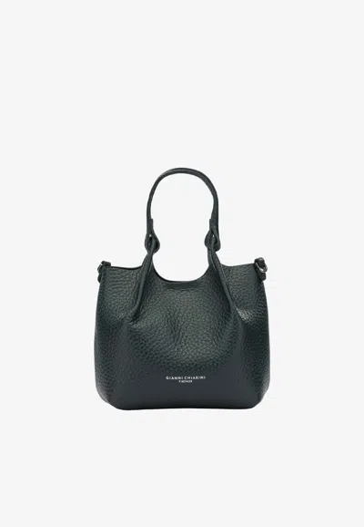 Gianni Chiarini Small Dua Handbag In Hammered Leather In Green