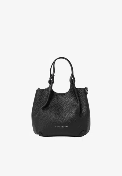 Gianni Chiarini Small Dua Leather Shoulder Bag In Black