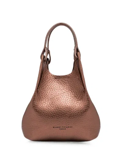 Gianni Chiarini Moon Dua Pebble Grain Leather Tote Bag In Brown