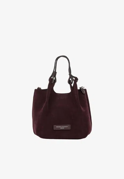 Gianni Chiarini Small Dua Suede Handbag In Burgundy