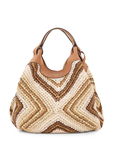 Gianni Chiarini Small Dua Woven Tote Bag In Brown