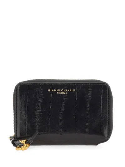 Gianni Chiarini Small Eel-print Leather Wallet In Black