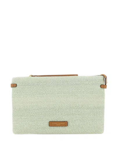 Gianni Chiarini Small Hermy Straw Clutch Bag In Green