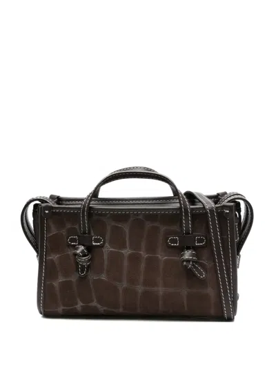 Gianni Chiarini Small Marcella Joy Crocodile-embossed Top-handle Shoulder Bag In Brown