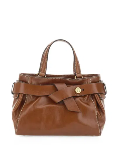 Gianni Chiarini Small Miranda Knotted Leather Tote Bag In Brown