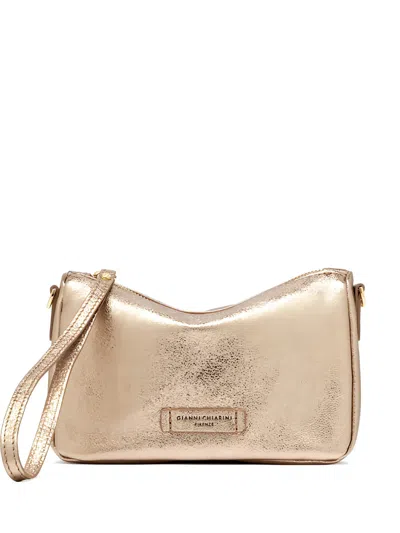 Gianni Chiarini Small Nora Metallic-effect Clutch Bag In Burgundy