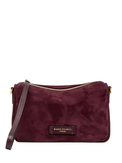 Gianni Chiarini Small Nora Suede Leather Shoulder Bag In Burgundy