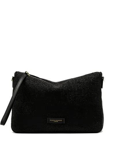 Gianni Chiarini Small Nora Woven Clutch Bag In Black