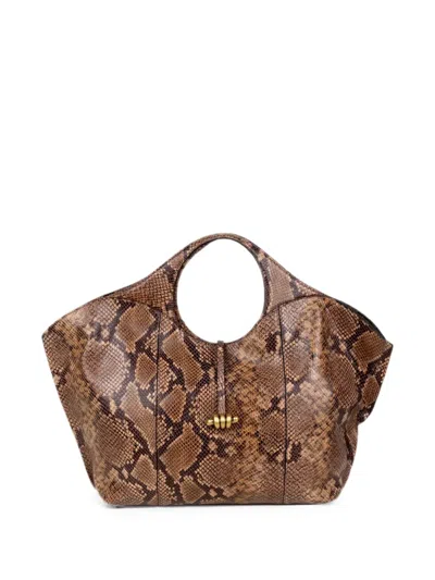 Gianni Chiarini Snake-effect Leather Tote Bag In Brown