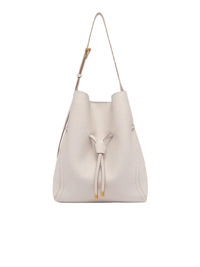 Gianni Chiarini Soft Silhouette Pebbled Leather Bag With Contrast Stitching In Neutral