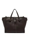 Gianni Chiarini Structured Brown Calf Leather Shopper Bag In Black