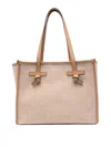Gianni Chiarini Structured Beige Shopper Bag With Herringbone Texture In Neutral