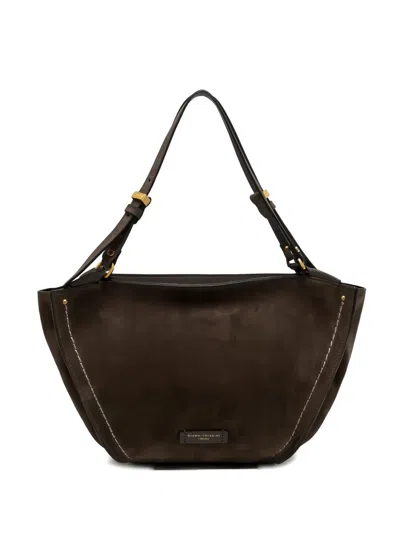 Gianni Chiarini Stitched-detail Leather Shoulder Bag In Brown