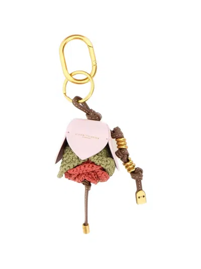 Gianni Chiarini Straw Flower Charm Keyring In Multi