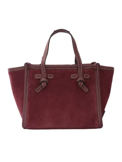 Gianni Chiarini Structured Brown Leather Handbag In Burgundy