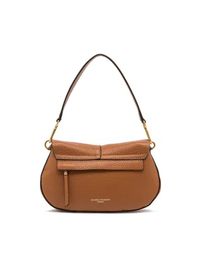 Gianni Chiarini Structured Brown Maxi-grain Leather Helena Round Handbag