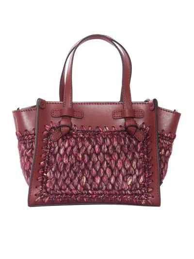 Gianni Chiarini Structured Leather And Fabric Handbag In Red