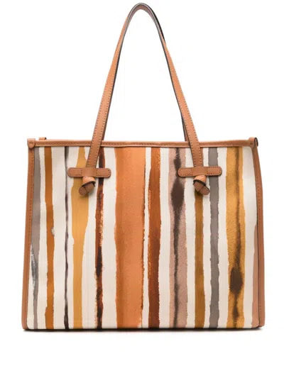 Gianni Chiarini Structured Tote Bag With Vertical Stripes In Multicolor