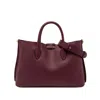 Gianni Chiarini Structured Wine Berry Double Grain Leather Handbag In Burgundy