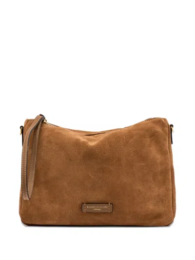 Gianni Chiarini Logo Patch Zipped Clutch Bag In Brown