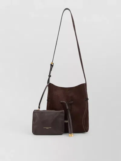 Gianni Chiarini Suede Crossbody Shoulder Bag Adjustable Strap In Brown