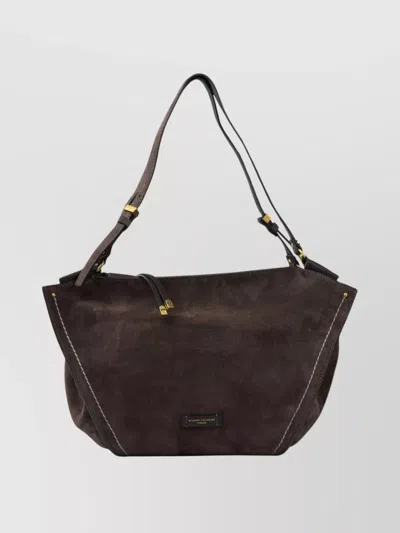 Gianni Chiarini Suede Finish Shoulder Bags With Metal Accents In Brown