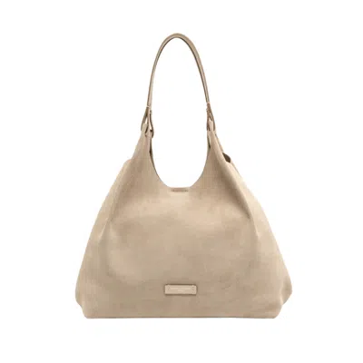 Gianni Chiarini Suede Handbag With Dual-tone Handles - 34x38x16 Cm In Blue
