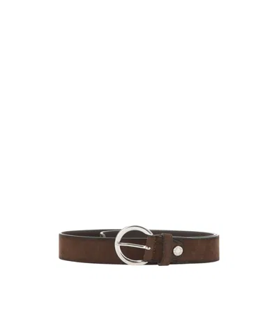 Gianni Chiarini Logo-engraved Suede Belt In Brown