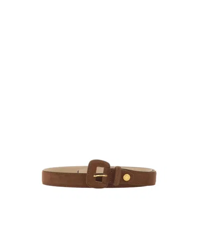 Gianni Chiarini Logo-engraved Suede Belt In Brown