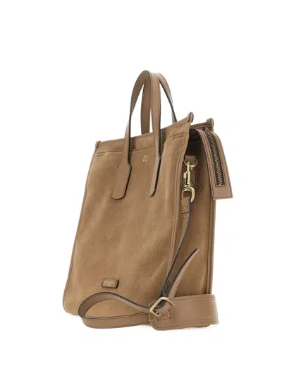 Gianni Chiarini Suede Leather Berlino Tote Bag In Brown