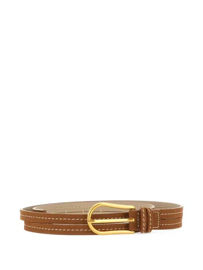 Gianni Chiarini Suede Leather Gold-tone Buckle Belt In Brown