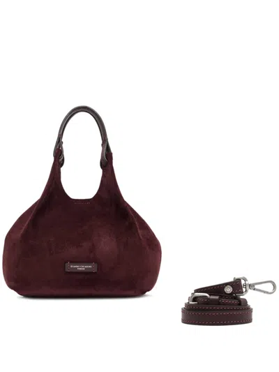 Gianni Chiarini Suede Shoulder Bag In Burgundy