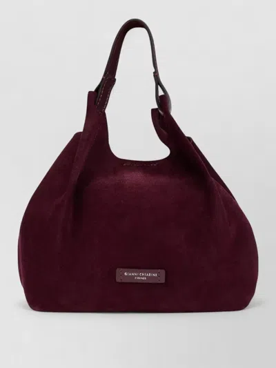 Gianni Chiarini Suede Shoulder Bag Single Handle Silhouette In Burgundy