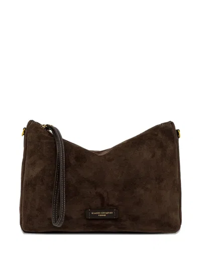 Gianni Chiarini Suede Strap Nora Clutch Bag In Brown