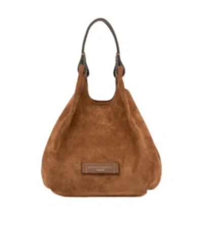 Gianni Chiarini Cognac Dua Suede Leather Tote Bag In Red