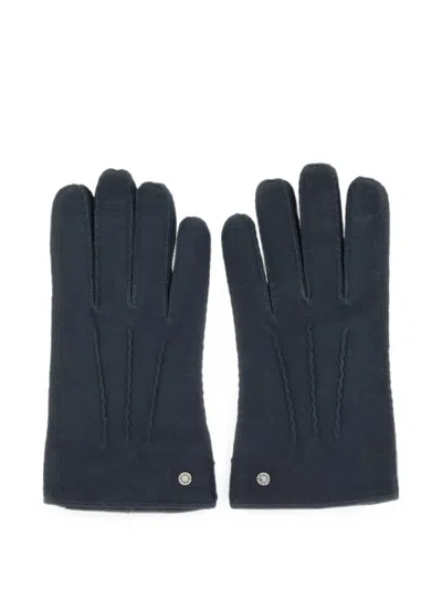 Gianni Chiarini Suede Top-stitch Gloves In Blue