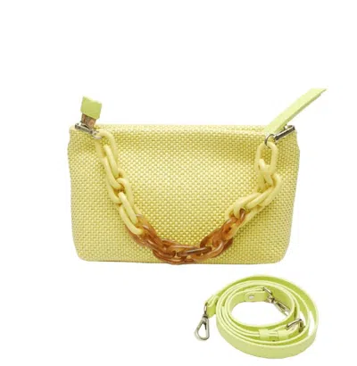 Gianni Chiarini Sunny Woven Straw Clutch Bag In Yellow