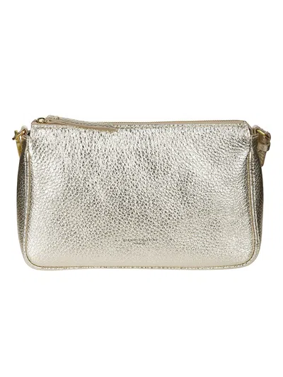 Gianni Chiarini Textured Calf Leather Shoulder Bag In Silver