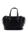 Gianni Chiarini Textured Handbag With Leather Accents In Black